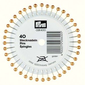 028600 - Pearl-headed pins 0.58 x 40 mm gold colour