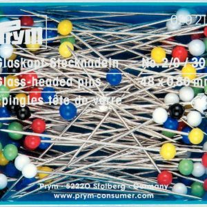 029212 - Glass-headed Pins No. 2/0 assorted colour 0.80 x 48 mm