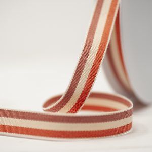 Rust/Natural Woven Cotton Ribbon in 2 Widths - 3082