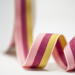 Pink/Raspberry/Gold Woven Cotton Ribbon in 2 Widths - 3082