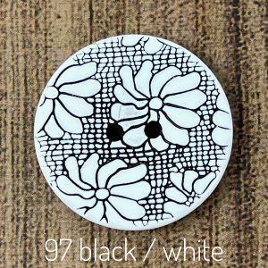 Black Etched Flower Design Button in 3 Sizes - F115